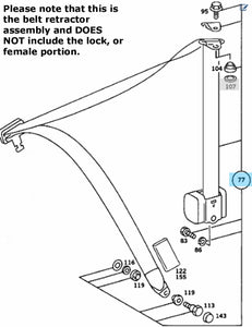 New Right Front Seat Belt Assembly 1980-81 Mercedes 380SL 450SL 107 860 02 86