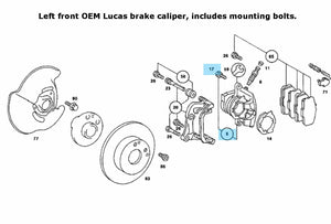 New OEM Lucas Left Front Brake Caliper W201 Mercedes 1984-89 190D 1984-85 190E