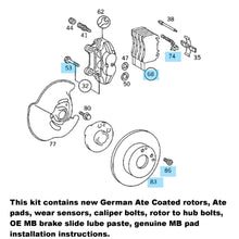 Load image into Gallery viewer, Premium Ate Complete Front Brake Disc &amp; Pad Kit Mercedes 1993-95 Mercedes W124
