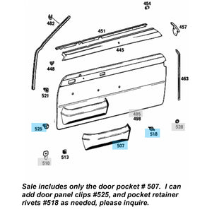 Beige Grey Tan Door Map Pocket with Moulding 1968-76 Mercedes W114 114 720 01 74