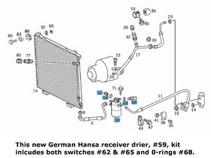 German Hansa OEM A/C Receiver Drier with Switches Mercedes E 300 320 420 430 55