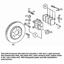 Load image into Gallery viewer, German Ate Front Brake Disc &amp; Pad Kit 1992-98 500E 500SL 600SL E500 SL500 SL600
