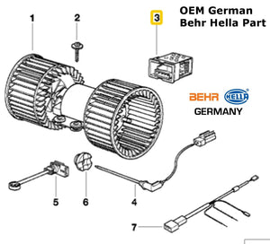 OEM German Heater Blower Motor Control Resistor 1995-01 BMW 740i 740iL 750iL