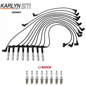 German Karlyn-STI Ignition Wires and Bosch Spark Plug Kit 1990-94 Mercedes V8