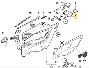 Right Lateral Panel Cover for Convertible Top Rod Mechanism 1994-99 BMW E36