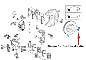 4 Front or Rear Brake Disc Mounting Lock Set Screw with Loctite 1981-03 Mercedes