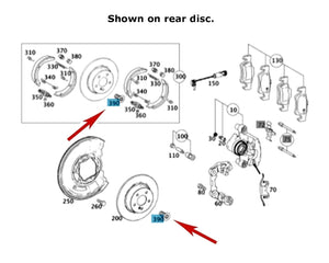 2 X Brake Disc Rotor Torx Head Mounting Set Screw to Hub Flange 2000-15 Mercedes