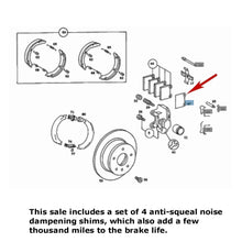 Load image into Gallery viewer, Set of 4 Ate Rear Brake Pad Anti Squeal Shim 1965-91 Mercedes 000 423 00 61
