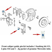 Load image into Gallery viewer, Ate Front Brake Caliper Guide Pin &amp; Bushing &amp; Lube Repair Kit 1996-14 Mercedes
