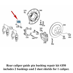 OEM Ate Rear Brake Caliper Guide Pin Dust Cap & Bushing Kit 2004-21 Mercedes