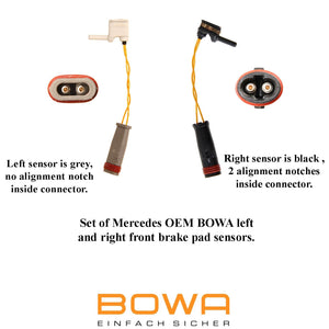 Set of OEM BOWA Left and Right Front Brake Pad Wear Sensors 2003-09 Mercedes