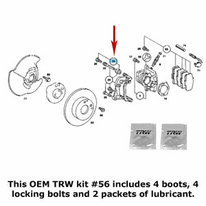 2 X OEM TRW Front Brake Caliper Guide Slide Pin Boot Repair Kit 1982-98 Mercedes