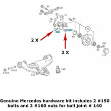 Load image into Gallery viewer, 2 X Front Lower Control Arm Ball Joint Bolt &amp; Nut Hardware Kit 1984-98 Mercedes
