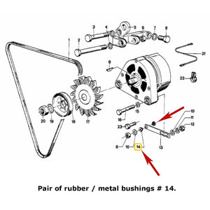 2 X Rubber & Metal Alternator Adjuster Bracket Bushings 1967-91 BMW E10 E21 E30