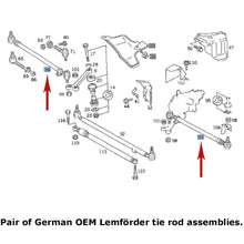 Load image into Gallery viewer, Pair Steering Tie Rod Assemblies German OEM Lemfoerder 1986-95 Mercedes W124
