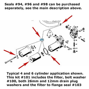 2 X German OEM Mann Oil Filter Cartridge & Seals 1959-78 Mercedes 4 & 6 Cylinder