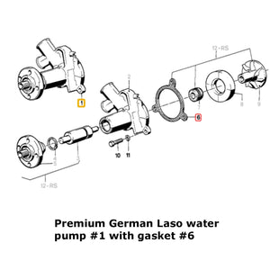 Premium German Laso Water Pump with Metal Impeller 1987-93 BMW 325 525 528