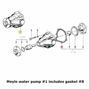 Water Pump with Metal Impeller 1980-93 BMW 528 533 535 733 735 i 633CSi 635CSi