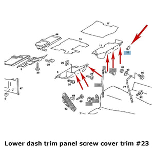 New Dash Panel Screw Plastic Trim Cover Date 1980-85 Mercedes 230 240 280 300