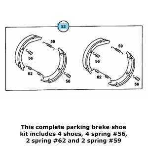 Complete Emergency Parking Brake Shoe Kit with all Springs most 1965-91 Mercedes