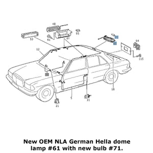 OEM Hella Rear Interior Dome Lamp Light 1968-89 Mercedes 107 114 115 116 123