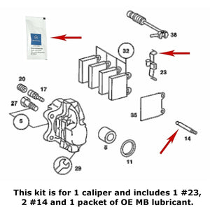 OEM Front Ate Caliper Slide Pin Spreader Spring Slide Paste Kit 1980-85 Mercedes