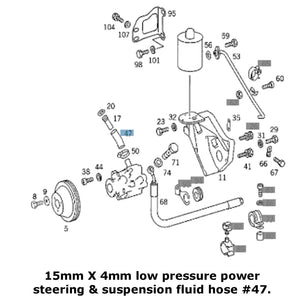 1' New Design Power Steering Fluid Low Pressure 15mm ID Hose 1964-99 Mercedes