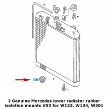 Load image into Gallery viewer, 2 X OE MB Radiator Lower Rubber Support Mount 1977-95 Mercedes W123 W124 W201
