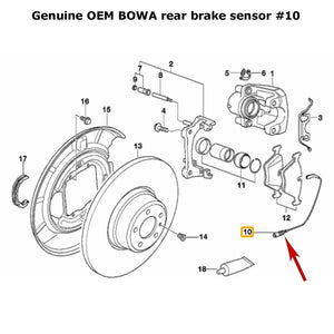 Right Rear Brake Pad Wear Sensor 97-03 BMW E39 525 528 540 M5 Sedan OEM Bowa