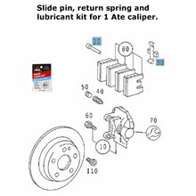 Load image into Gallery viewer, 1992-02 Mercedes W140 W210 Rear Brake Caliper Pad Slide Pin &amp; Return Spring Kit
