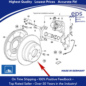 1 X  Rear Brake Disc Rotor Select 89-95 BMW 525i 530i 535i Ate 34 21 6 756 537