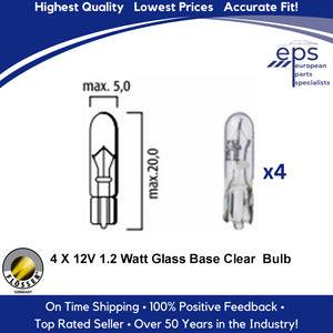 4 x 1.2 Watt Glass Base Bulb Gauges Switches Warning Ashtray 1964-19 Mercedes