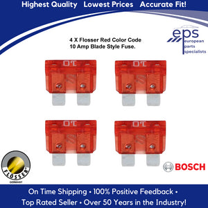 4 X Voltage Overload Protection Relay Red 10 Amp Blade Fuse 1981-20 Mercedes