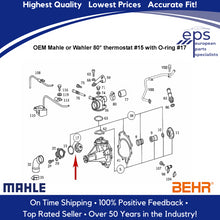 Load image into Gallery viewer, 80 Engine Cooling Water Thermostat &amp; O-ring 1986-95 Mercedes 400 420 500 560 OEM
