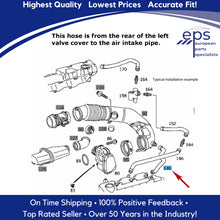 Load image into Gallery viewer, Left Valve Cover to Intake Pipe Breather Hose 1998-08 Mercedes M112 V6 &amp; M113 V8
